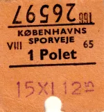 Ligeudbillet til Københavns Sporveje (KS) (1965)