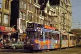 Postkort: Amsterdam sporvognslinje 25 med ledvogn 642 på Damrak (1988)