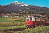 Postkort: Innsbruck Stubaitalbahn (STB) med motorvogn 4 nær Nockspitze (1982)