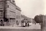 Postkort: Karlskrona sporvognslinje med motorvogn 4 på Landbrogatan (1914-1916)