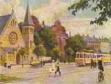 Postkort: København sporvognslinje 2 på Gyldenløvesgade (1924-1926)