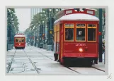 Postkort: New Orleans linje 47 Canal Streetcar med motorvogn 2016 på Canal street (2010)