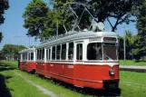Postkort: Wien Oldtimer Tramway med motorvogn 141 nær Zentralfriedhof (1996)