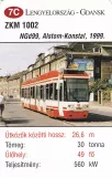 Spillekort: Gdańsk sporvognslinje 2 med ledvogn 1002 (2014)