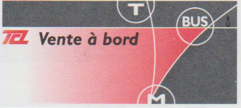Enkeltbillet til Transports en Commun Lyonnais (TCL), forsiden (2018)