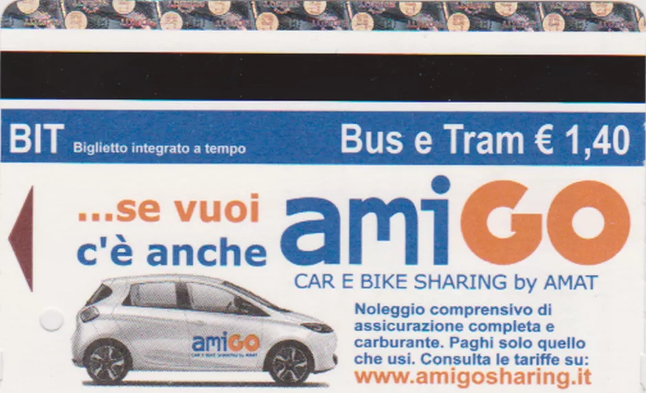 Voksenbillet til Azienda Municipalizzata Auto Trasporti Palermo (AMAT Palermo), forsiden (2022)