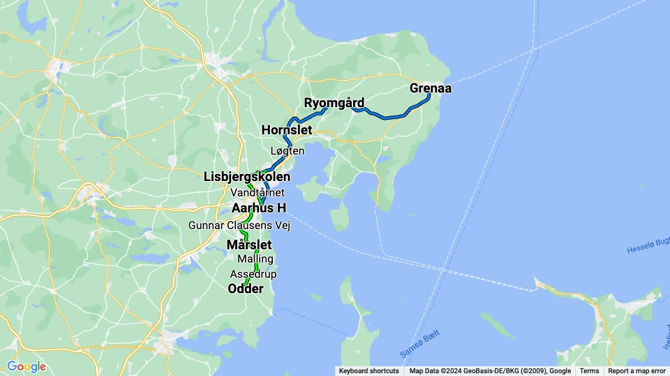 Aarhus Letbane linjekort