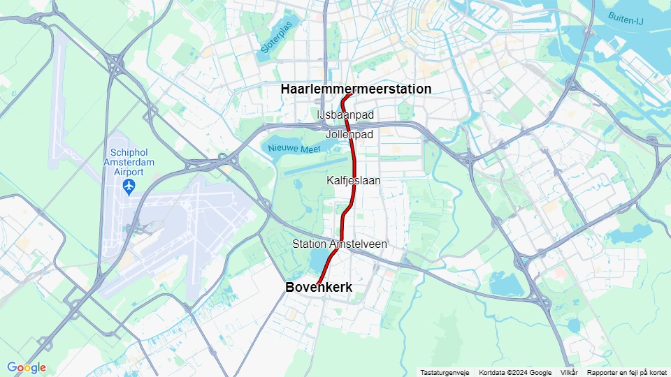 Amsterdam museumslinje 30: Haarlemmermeerstation - Bovenkerk linjekort