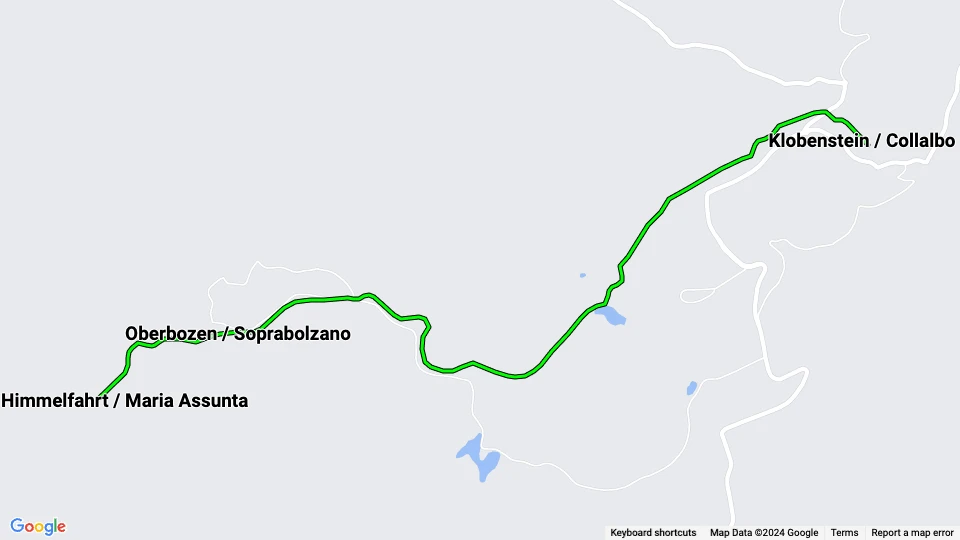 Bolzano regionallinje 160: Maria Himmelfahrt / Maria Assunta - Klobenstein / Collalbo linjekort