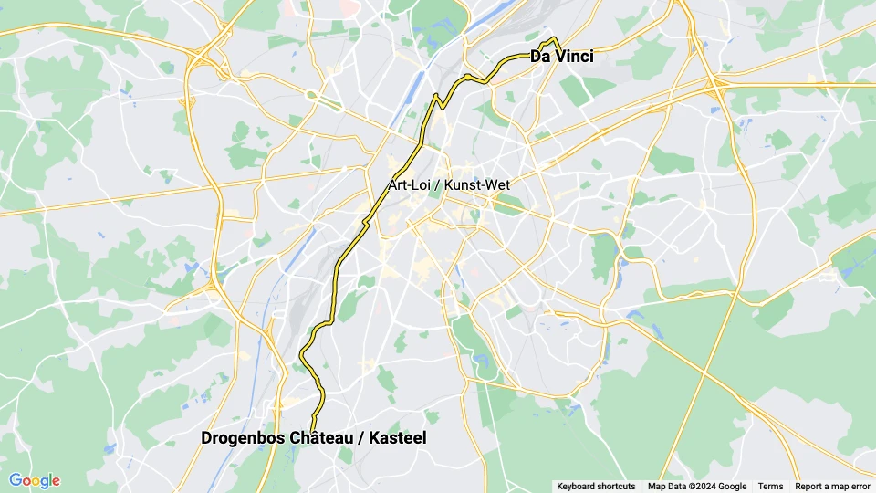 Bruxelles ekstralinje 32: Da Vinci - Drogenbos Château / Kasteel linjekort
