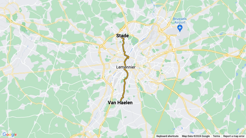 Bruxelles sporvognslinje 51: Van Haelen - Stade linjekort