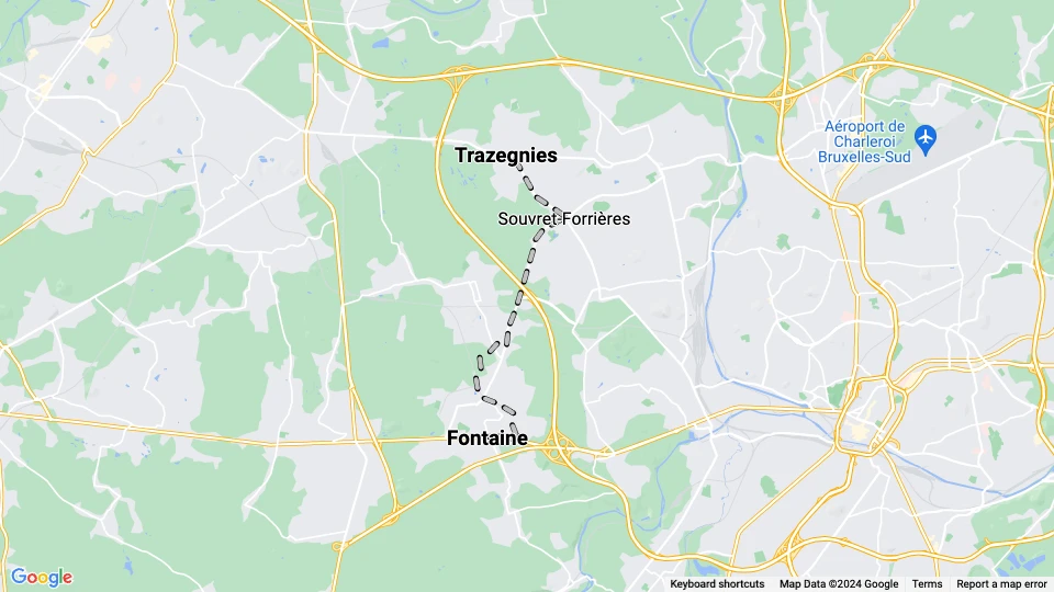 Charleroi sporvognslinje 78: Fontaine - Trazegnies linjekort