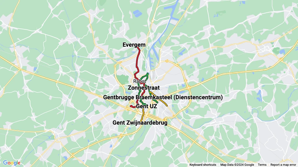 De Lijn in Gent linjekort