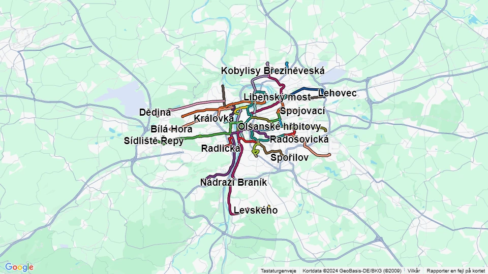 Dopravní podnik hlavního města Prahy (DPP) linjekort
