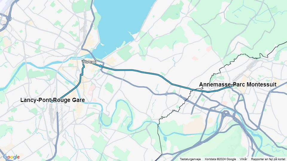 Geneve sporvognslinje 17: Lancy-Pont-Rouge Gare - Annemasse-Parc Montessuit linjekort