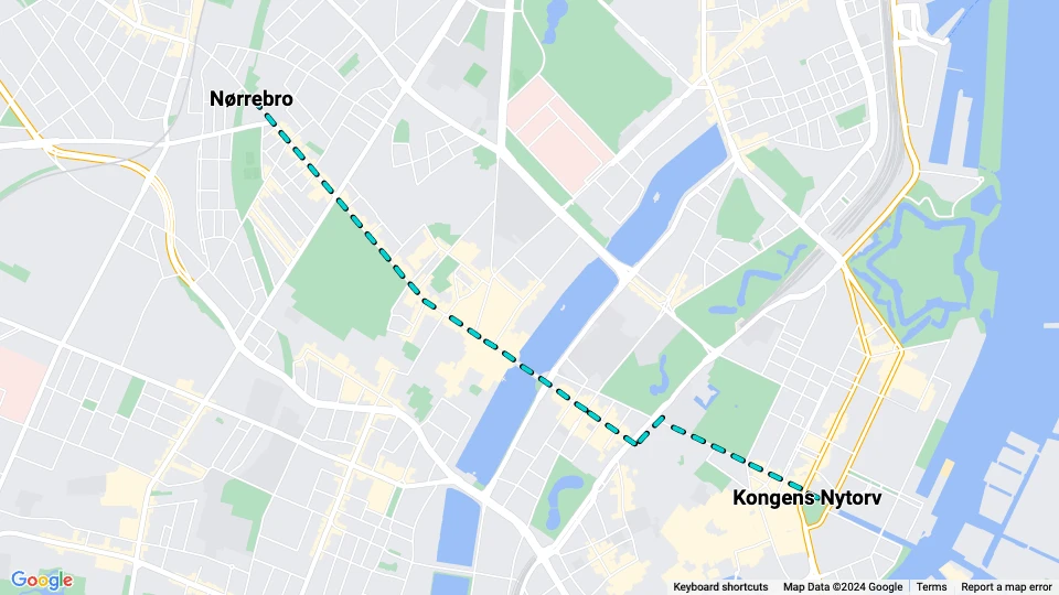 København Elektriske Sporveje: Kongens Nytorv - Nørrebro linjekort