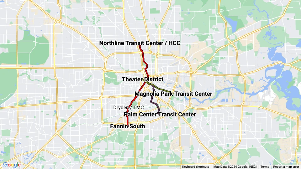 Metropolitan Transit Authority of Harris County (METROrail) linjekort
