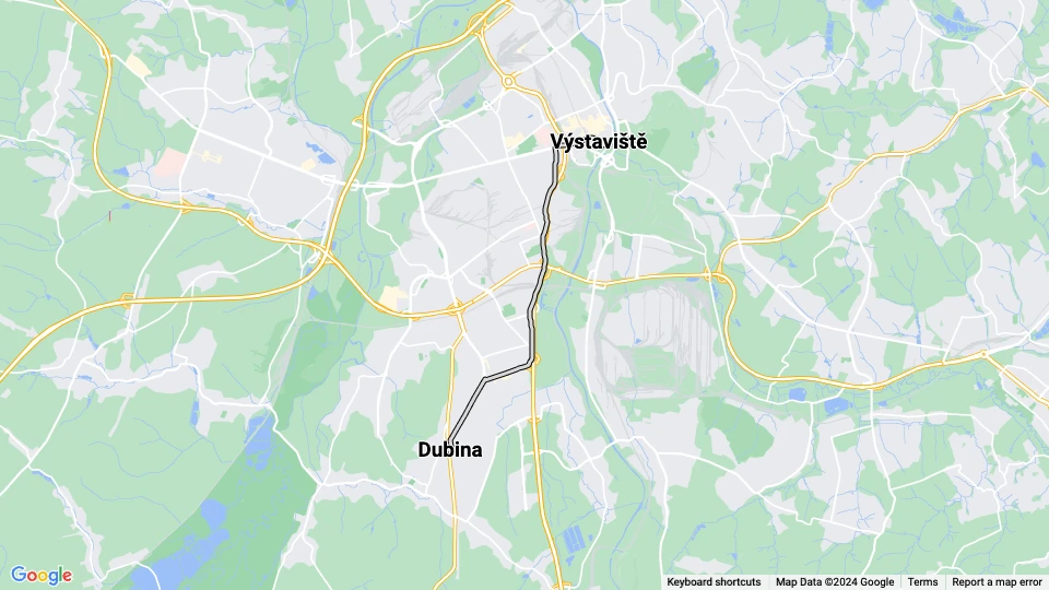 Ostrava ekstralinje 10: Dubina - Výstaviště linjekort