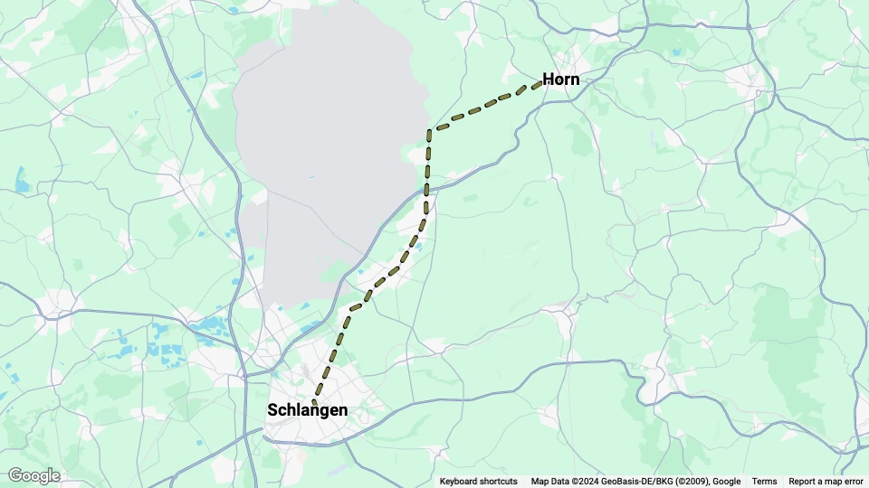 Paderborn regionallinje: Schlangen - Horn linjekort