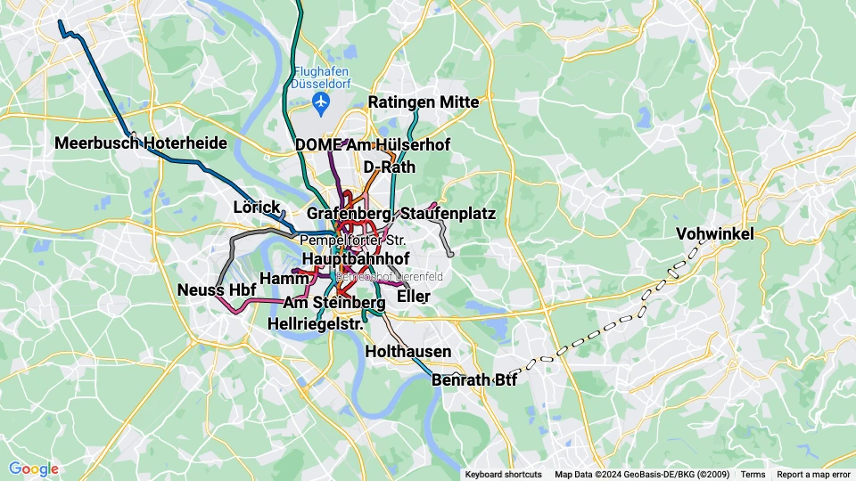 Rheinbahn linjekort
