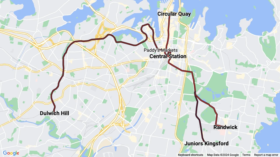 Sydney Light Rail linjekort