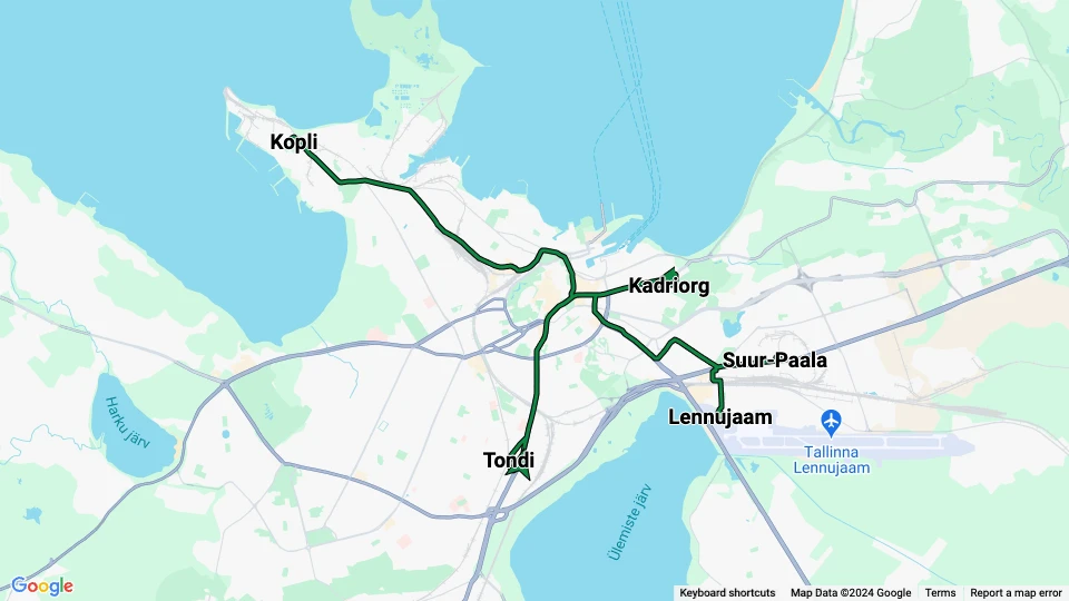 Tallinn turistlinje Konstantin linjekort