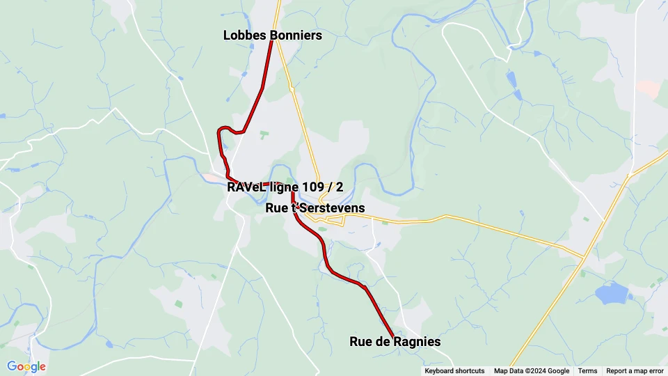 Tramway Historique Lobbes-Thuin linjekort