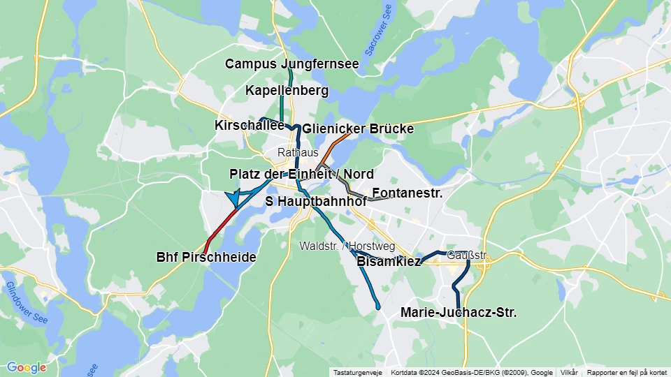 Verkehrsbetrieb Potsdam (ViP) linjekort