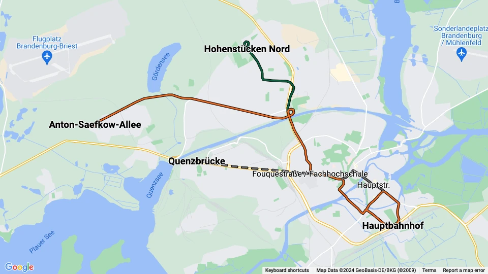 Verkehrsbetriebe Brandenburg an der Havel (VBBr) linjekort