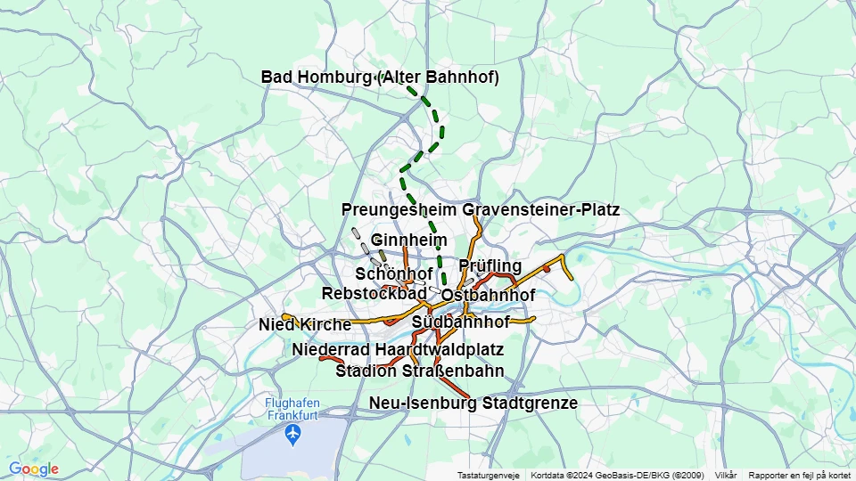 Verkehrsgesellschaft Frankfurt am Main (VGF) linjekort