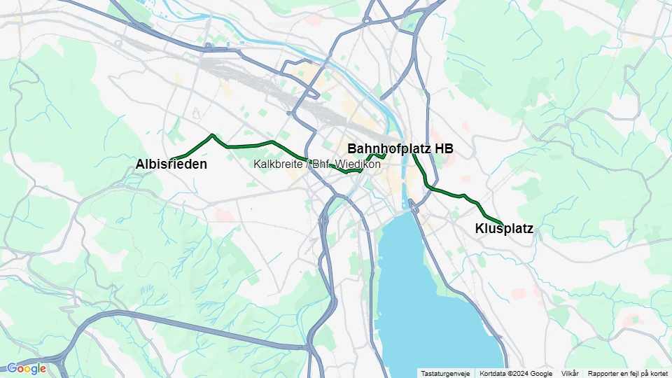 Zürich sporvognslinje 3: Albisrieden - Klusplatz linjekort