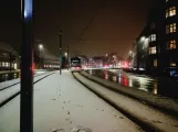 Aarhus letbanelinje L2 på Nørreport i aften sne (2018)