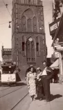 Arkivfoto: Rostock ekstralinje 2 med motorvogn 23 nær Sankt-Petri-Kirche (1923-1930)