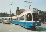 Arkivfoto: Zürich sporvognslinje 14 med ledvogn 2003 på Bahnhofplatz (1977)