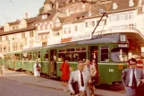Basel sporvognslinje 1 med ledvogn 654 ved Barfüsserplatz (1981)
