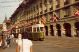Bern sporvognslinje 3 med motorvogn 126 på Spitalgate (1982)