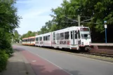 Bielefeld sporvognslinje 4 med ledvogn 555 ved Graf-von-Stauffenberg-Straße (2016)