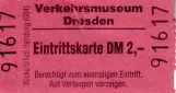 Børnebillet til Verkehrsmuseum Dresden (VMD) (1996)