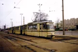 Brandenburg an der Havel sporvognslinje 1 med motorvogn 124 ved Hauptbahnhof (1991)