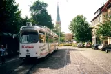 Braunschweig sporvognslinje 1 med ledvogn 7556 ved Radeklint Inselwall (2001)