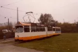 Braunschweig sporvognslinje 1 med ledvogn 7754 på opstillingssporet ved Hauptbahnhof (1988)