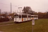 Braunschweig sporvognslinje 1 med ledvogn 7756 på opstillingssporet ved Hauptbahnhof (1988)