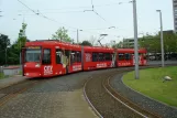 Braunschweig sporvognslinje 5 med lavgulvsledvogn 0762 på opstillingssporet ved Hauptbahnhof (2010)