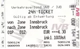 Dagkort til Innsbrucker Verkehrsbetriebe (IVB), forsiden (2012)