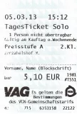 Dagkort til Verkehrs-Aktiengesellschaft Nürnberg (VAG)  marts (2013)