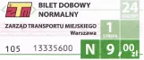 Dagkort til Warszawki Transport Publiczny (WTP), forsiden (2011)