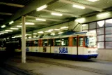 Darmstadt ledvogn 7601 inde i remisen Böllenfalltor (2001)