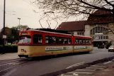 Darmstadt sporvognslinje 3 med ledvogn 97 ved Hauptbahnhof (Platz der Deutschen Einheit) (1990)