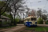 Donetsk museumsvogn 002 i krydset Chervonozhovtneva Street/Prystatsiina Street (2011)