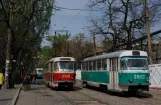 Donetsk sporvognslinje 10 med motorvogn 960 på Horkoho Street (2011)